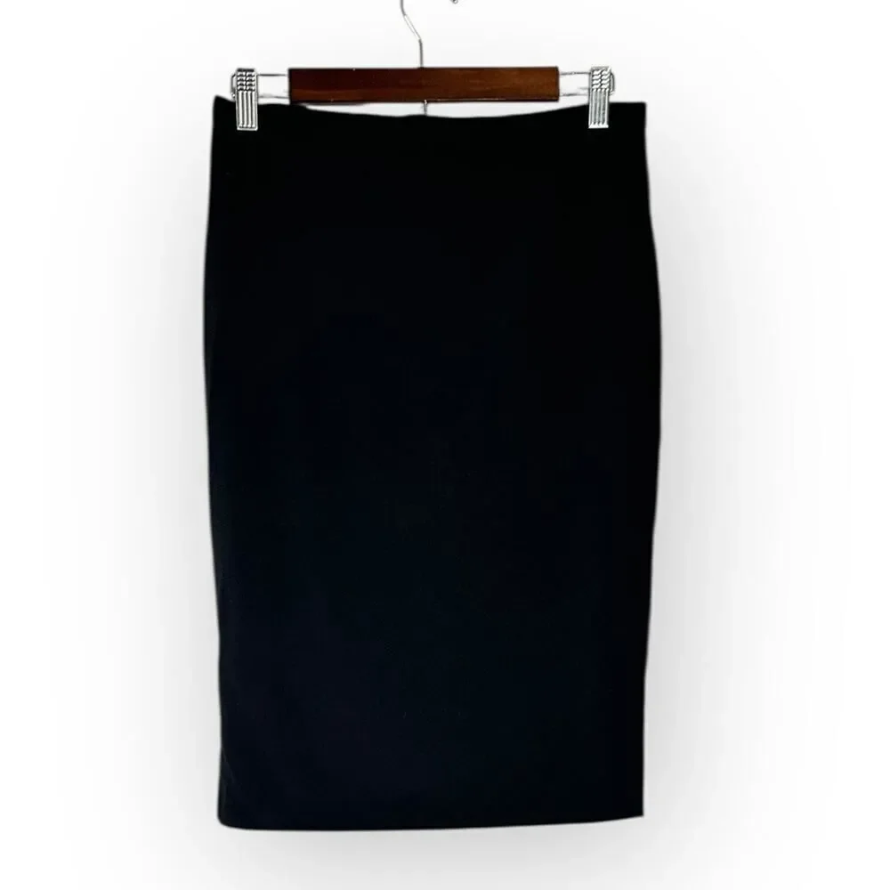Jean Paul Gaultier Femme Pencil Skirt Women's 6 Black Wool Silk Knee Length Slit